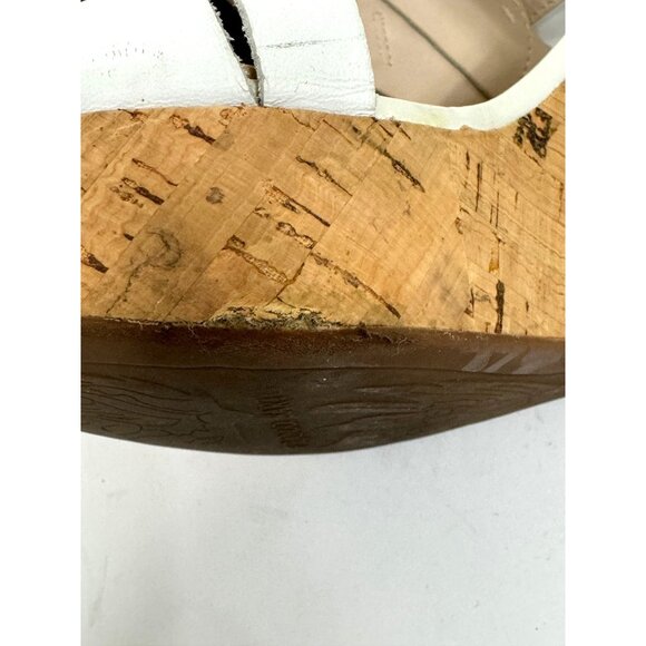 Franco Sarto White Cork Wedge Open Toe Sandals Heels Size 8 Surprise 2 Platform - Picture 8 of 9